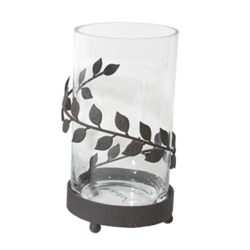 Varia Living Windlicht Fleur aus Metall in schwarz Kerzenleuchter mit Glas | Windlichtglas für Dekoideen an Weihnachten, Ostern, Geburtstagsfeier| Teelichthalter im modernen Vintage Shabby Look