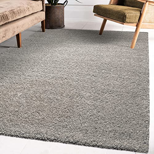 Impression Wohnzimmerteppich - Hochwertiger Öko-Tex zertifizierter Flächenteppich - Solid Color Teppich  Hellgrau - Größe 120x170