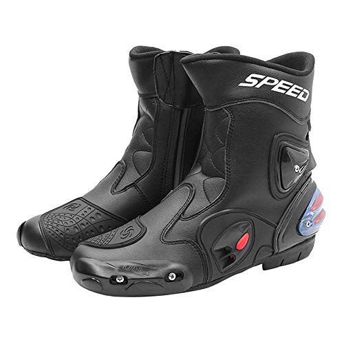 MRDEAR Motorrad Stiefel Herren Leder Schwarz Motocross-Stiefel Wasserdicht Motorradstiefel Kurz Sport Schuhe Motorradschuhe Touren Racing Cross Stiefel mit Einstellbare Belüftung (44 EU)