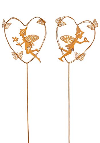 Dio dekorativer ausgefallener Gartenstecker Elfe im Herz Preis für 2 Stück