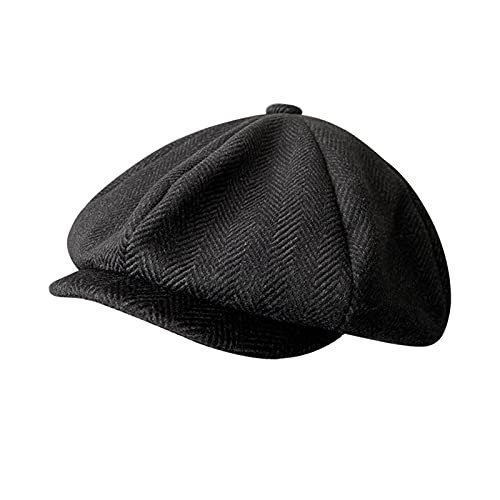 lliang Hut Herrenkappe 2021 Neue Männer Newsboy Hüte Vintage Herringbone Achteck Kappe Frauen (Color : Dark Grey, Hat Size : S 54-56CM)