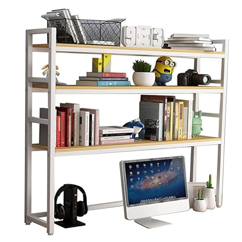 Kamnik 3-stufiges Desktop-Bücherregal für Computertisch – Mehrzweck-Bücherregal aus Metall mit Arbeitsplatte, verstellbares Schreibtisch-Bücherregal-Organizer-Gestell, Schreibtisch-Aufbewahrungsreg