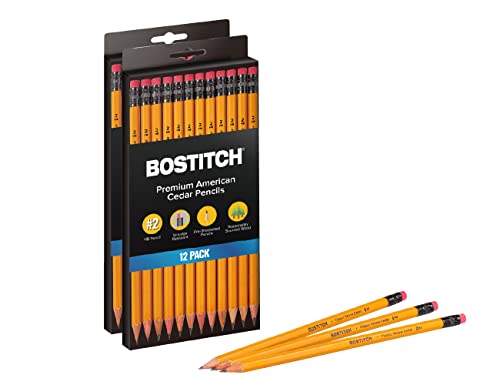 Bostitch Office Premium #2 Bleistifte, amerikanisches Zedernholz, vorgespitzt, HB Graphit, 24er-Pack (BACP12Y-2PK)