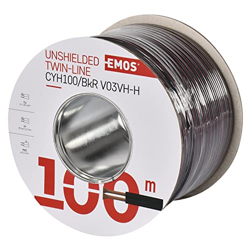 EMOS S8280 Ungeschirmte Zweidrathleitung 2 x 1 mm schwarz/rot, 100 Stück