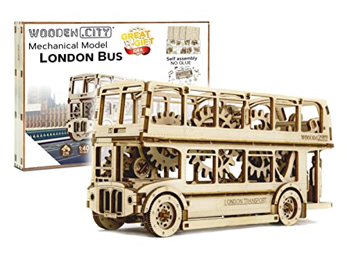 WOODEN.CITY WR303 3D-Holzfunktionsbausätze "London Bus" | 3D-Puzzle Zusammenbau ohne Klebstoff