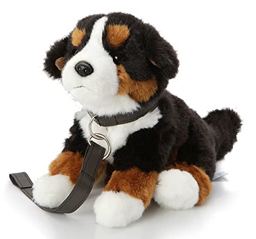 Uni-Toys - Berner Sennenhund Welpe, sitzend - Mit Leine und Stimme (Sound) - 19 cm (Höhe) - Plüsch-Hund - Plüschtier, Kuscheltier