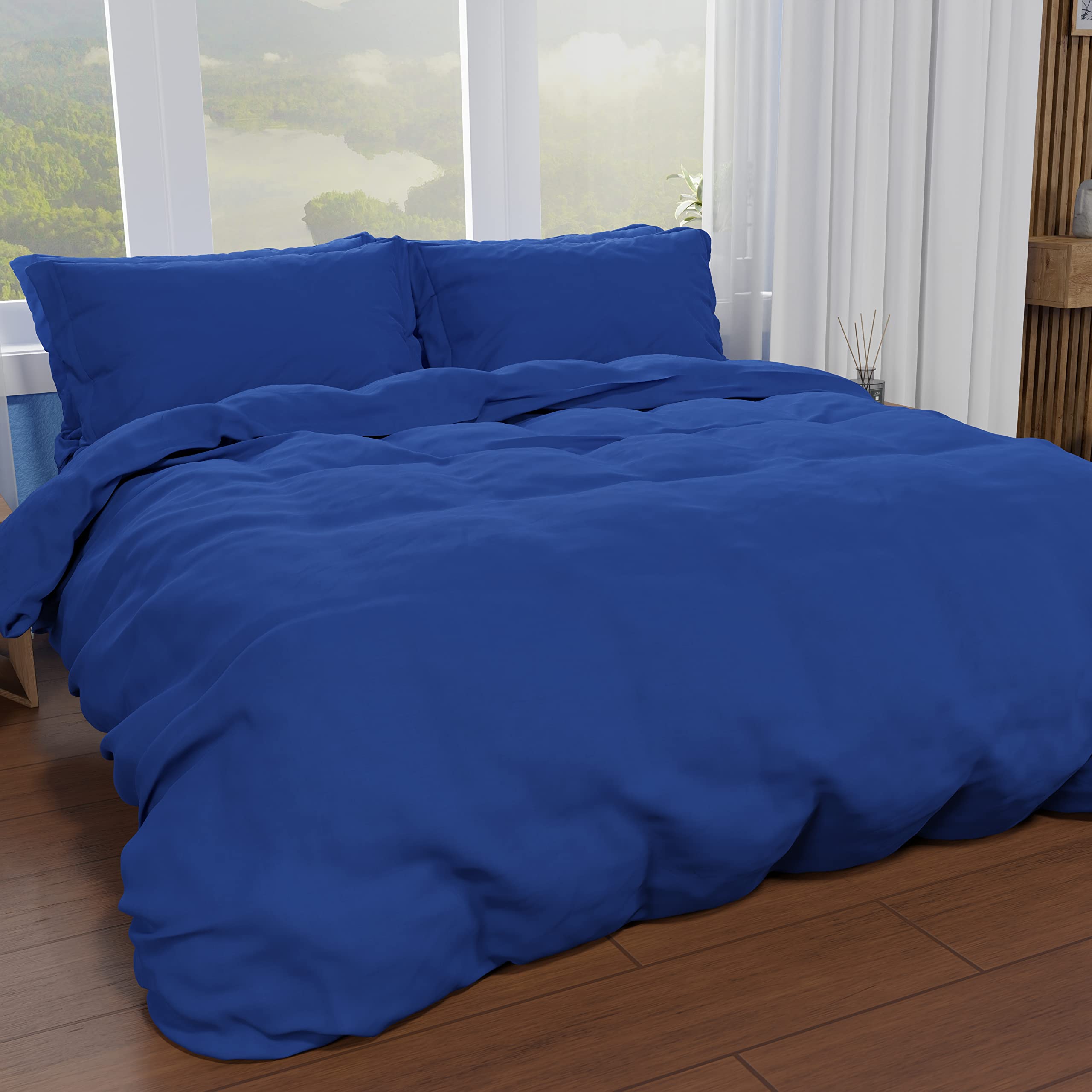 PETTI Artigiani Italiani - Bettbezug für Doppelbett, Bettbezug und Kissenbezüge aus Mikrofaser, einfarbig, elektroblau, 100% Made in Italy