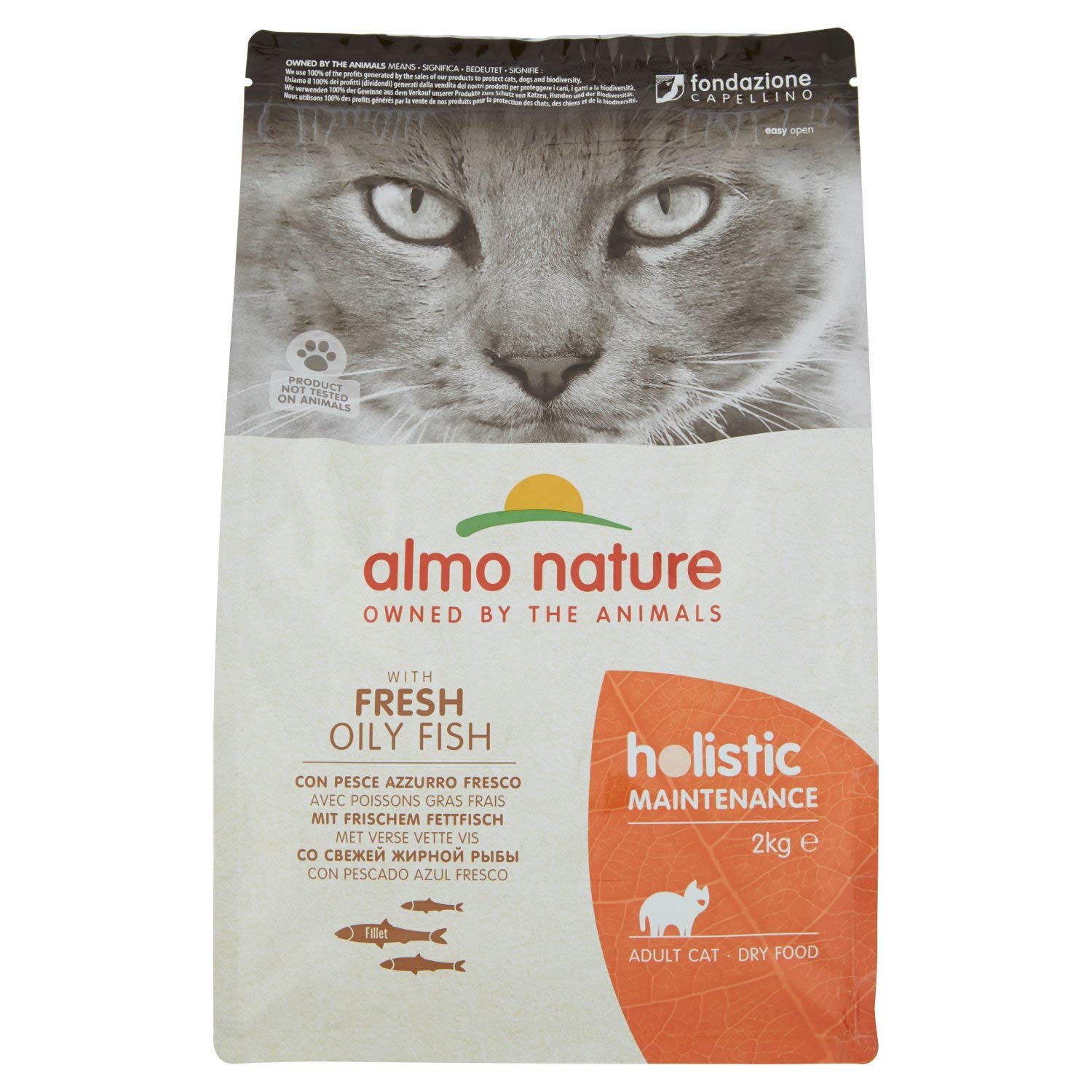 Almo Nature Holistic Adult Cat Maintenance mit Frischem Fettfisch- Trockenfutter für Katzen aller Rassen 2Kg