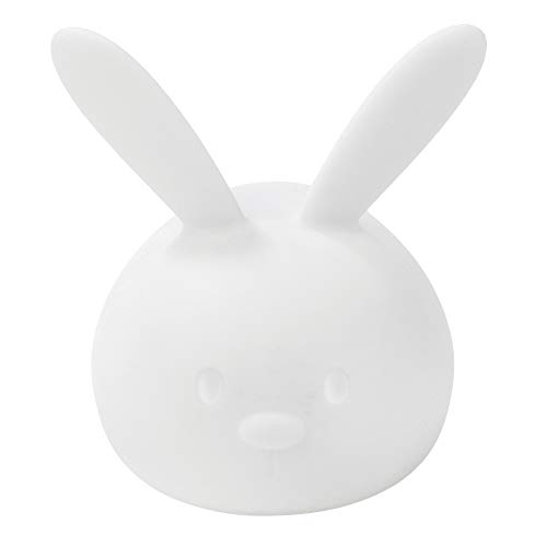 Nattou LED Nachtlicht Hase aus Silikon, 7 Farben in 4 Lichtstärken, BPA-frei, 13,5 x 10,5 x 14 cm, Weiß