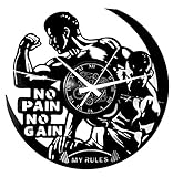 Vinyl Wanduhr Vintage Schallplatten-Design handgemachte Workout Gym Sport Fitness No Pain No Gain