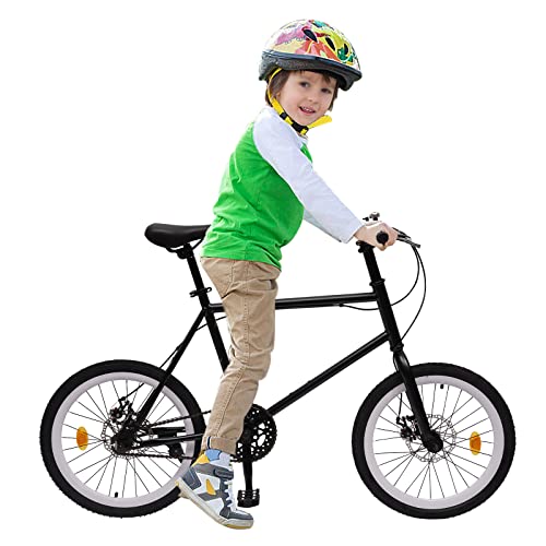 20 Zoll Kinderfahrräder ab 5 Jahre Kinder Fahrrad - Premium Jugendrad, Doppel Scheibenbremse, Sitzhöhe einstellbar mit Wasserflaschenhalter für Mädchen und Jungen,Kinder Schwarz