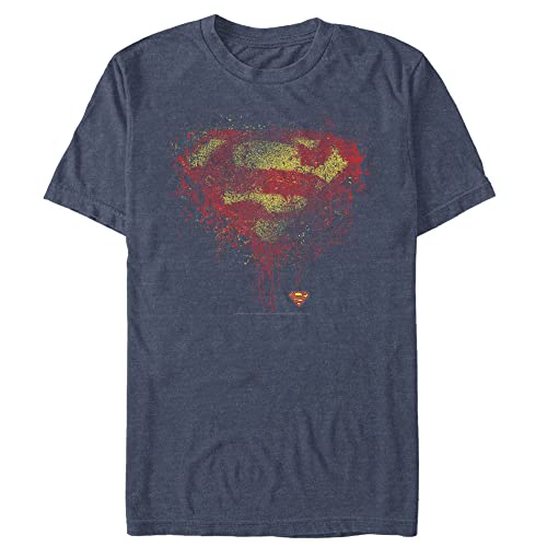 Warner Bros. Herren Splatter Superman T-Shirt, Marineblau Heather, 5XL Groß Tall