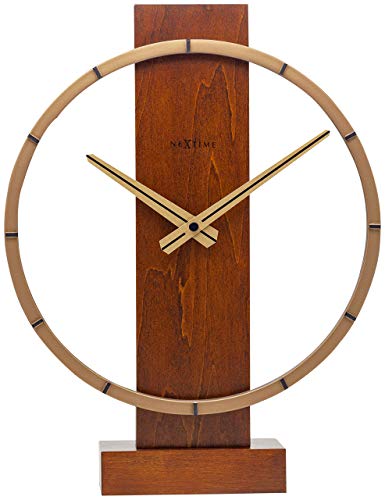 Carl Table / Wall clock - 34 x 27 cm - Wood/Steel - Brown - 'Carl Small'