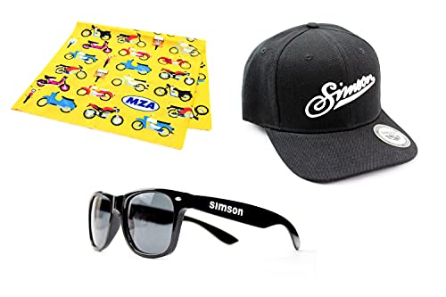 3-teiliges Simson Fan Set mit Basecap, Sonnenbrille und Halstuch in gelb