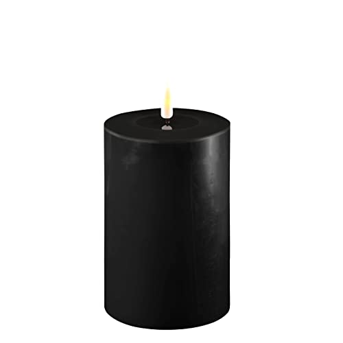 ReWu LED Kerze Deluxe Homeart, Indoor LED-Kerze mit realistischer Flamme auf einem Echtwachsspiegel, warmweißes Licht - (Schwarz)