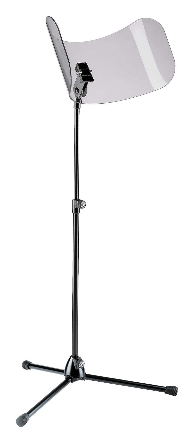K&M 11900 Schallschutz-Stativ – Lärmschutz für Orchester-Musiker – Acrylglas-Schirm mit stufenlos ausziehbarem Unterteil