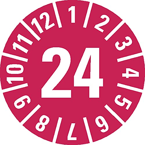 Prüfplakette 24, rot, Folie, ablösbar, Ø 30mm, 108/Heft