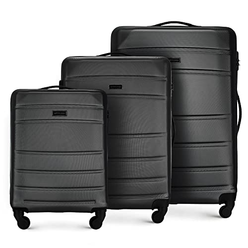 WITTCHEN Koffer – Set of 3 | hartschalen, Material: ABS | hochwertiger und Stabiler | Schwarz | Verschiedene Größen