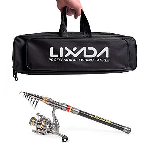 Lixada Teleskop Angelrute und Reel Combo Full Kit Carbon-Faser Angelrute Pole + Spinning + Tragetasche