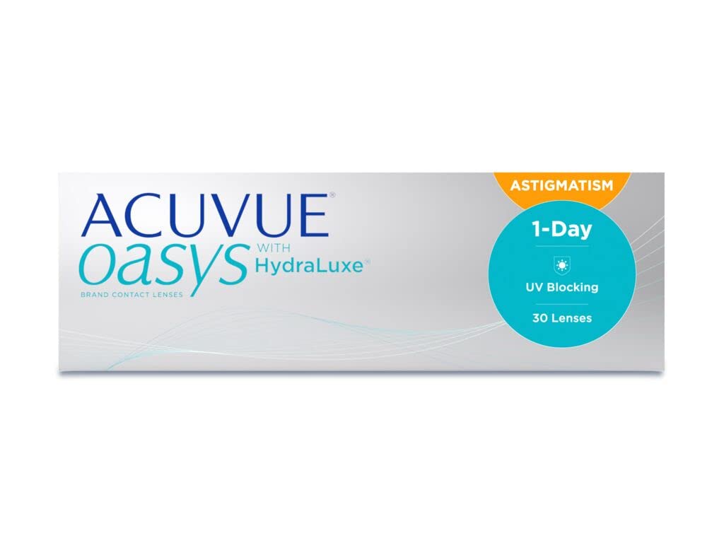 ACUVUE OASYS 1-Day for Astigmatism Kontaktlinsen – Tageslinsen mit komfortablem Tragegefühl – -2 dpt, Cyl -1,25, Ach 150 und BC 8.5 – Mit UV Schutz und Austrocknungsschutz – 30 Linsen