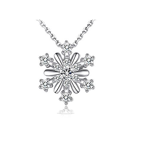 Miya® Luxus 925 Sterling Silber Kette Halskette mit blauen Kristall Schneeflocke (Weiss Kristall Schneeflocke)