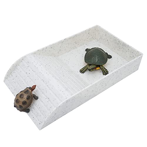 nomal Reptilien Futterschale, Schildkröte Badewanne mit Stufen Futternapf Klettertier-Sonnenterrasse, geeignet für Echsen Amphibien (Granit Textur)
