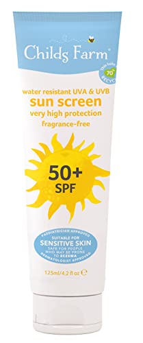Childs Farm LSF 50+ Sonnencreme sehr hoher UVA/UVB Schutz für empfindliche Haut, 125 ml