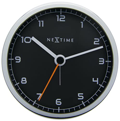 NeXtime Wecker "COMPANY ALARM", lautlos, schwarz/metallic, ø 9 cm