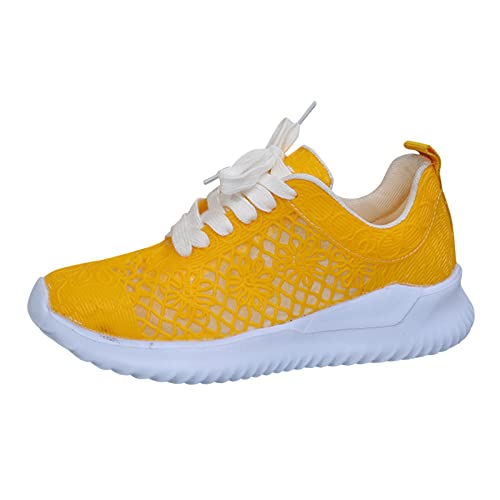 Damen Schuhe Pink Leichte Laufschuhe für Damen, sportliche Wanderschuhe Lustige Socken Sneaker Damen (Yellow, 40)