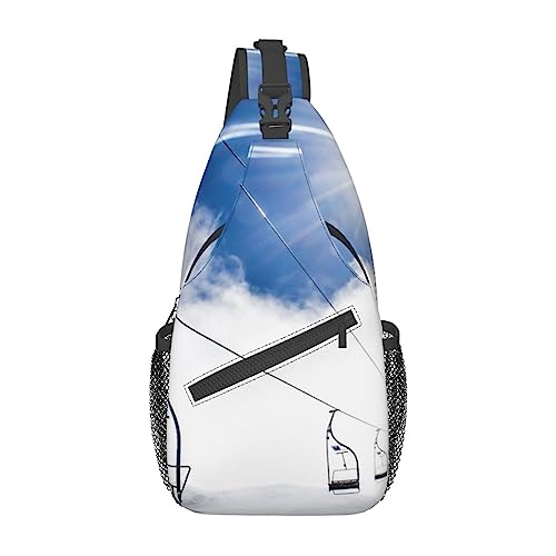 Schulter-Rucksack mit Ski-Lift bei Sonnenschein, leicht, faltbar, wasserabweisend, für den täglichen Gebrauch, Schwarz , Einheitsgröße