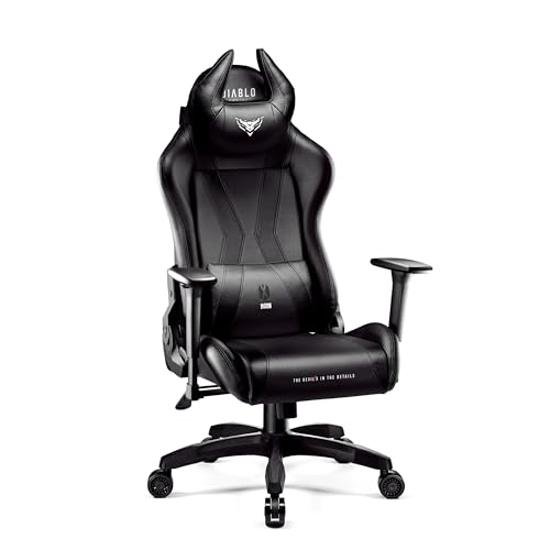Diablo X-Horn Gaming Stuhl Bürostuhl Schreibtischstuhl 3D Armlehnen Ergonomisches Design Nacken/- Lendenkissen Kunstleder Wippfunktion (schwarz)