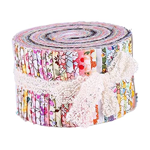 oshhni Roll Up Baumwollstoff Streifen Jelly Rolls Quilting Craft Stoff - Blumen