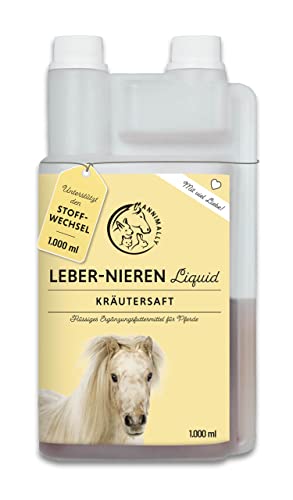 Annimally Leber Nieren Liquid für Pferde - 1000ml Kräutersaft mit Mariendistel & Artischocke für die Leber - Nierensaft für einen gesunden Stoffwechsel beim Pferd