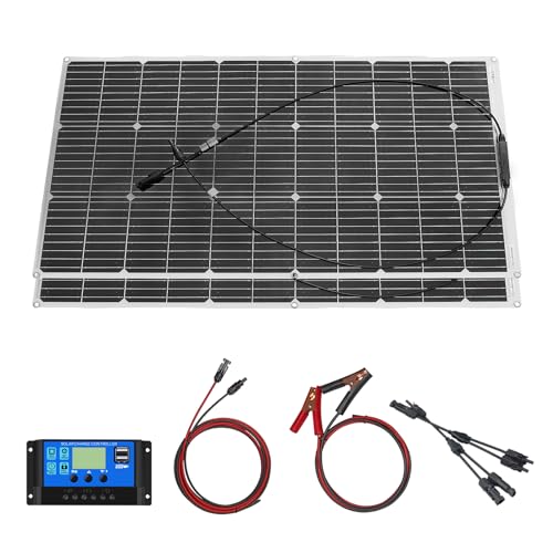 Tragbares Solarpanel für Akku, 200 W, Solarladung für Wohnmobil, Boot, Off-Grid, monokristallin (hohe Effizienz) mit 20 A Controller, USB-Ausgang zum Laden von 12 V Batterien (belüftetes AGM-Gel) Camper Boa