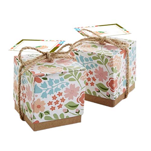Vintage Kraft gedruckt Pralinenschachtel Hochzeit Süßigkeiten Papiertüte Süßigkeiten Verpackung Kraftpapier Box 50 Stück
