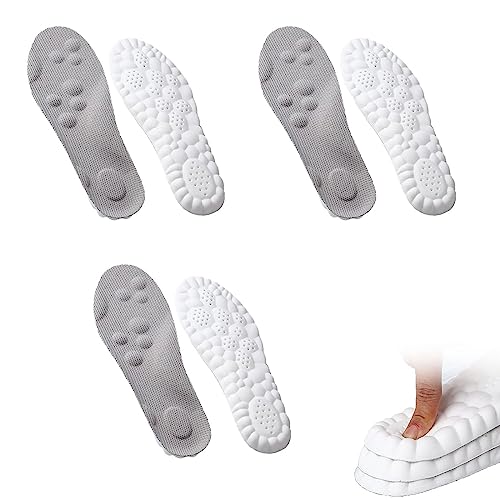 4D Cloud Technology Sports Insoles,4D Cloud Technology Insole - Super Soft,Cloudstride 4d Insoles,4D Memory Foam Insoles,Soft Foot Protection Cloud Feeling Insole (3pairs Grey,10-11)