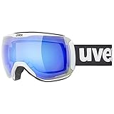 uvex downhill 2100 CV - Skibrille für Damen und Herren - konstraststeigernd - verzerrungs- & beschlagfrei - white matt/blue-green - one size