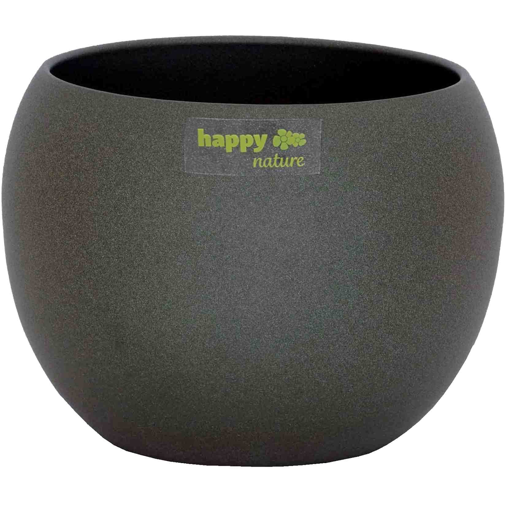 happy-nature Keramik Blumentopf Madeira dunkel grau Struktur Kugel Ø 25,0 cm H 19,5 cm