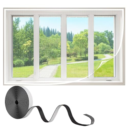 Insektenschutz Fenster Fliegengitter 110x155cm Moskitonetz für Fenster Moskitonetz Fenster Waschbares Netz für An Allen Fenster,Weiß