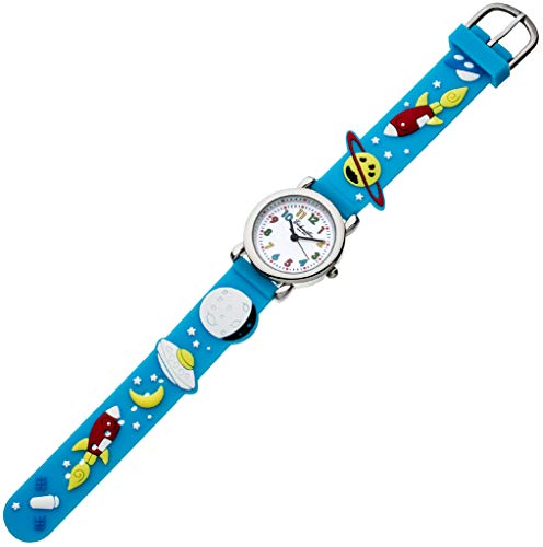 Eichmüller Kinderuhr analog Uhr blau Armbanduhr Edelstahl Silikon Weltallmuster 34970