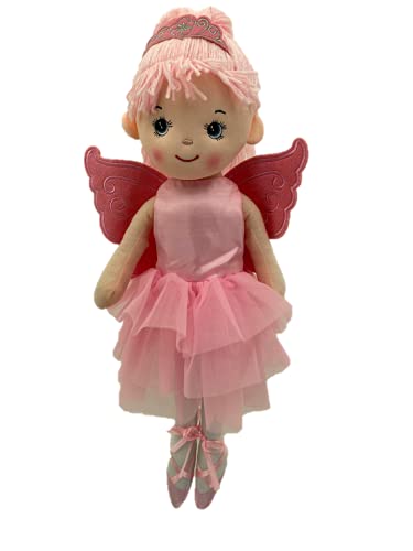 Sweety Toys 13289 Stoffpuppe Ballerina Fee Plüschtier Prinzessin 50 cm rosa mit Krone