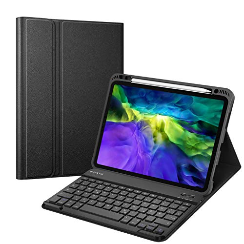 Fintie Tastatur Hülle kompatibel mit iPad Pro 11 Zoll 2020/2018, Soft TPU Rückseite Gehäuse Schutzhülle mit Pencil Halter, magnetisch Abnehmbarer Bluetooth Tastatur mit QWERTZ Layout, Schwarz