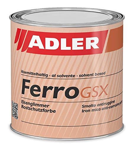 ADLER Ferro GSX - 3in1 Rostschutz Grundlack Decklack - RAL7036 Platin 2,5 L - extremer Korrosionsschutz durch spezielle Eisenglimmer-Pigmentierung, auch für Blechdächer, Stahlkonstruktionen - Metalllack