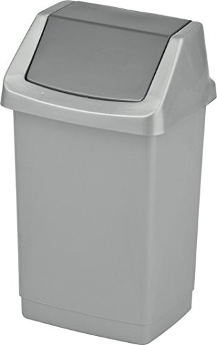 Curver Click-It Mehrzweck-Abfallbehälter Korb aus Kunststoff Silber (50 L)