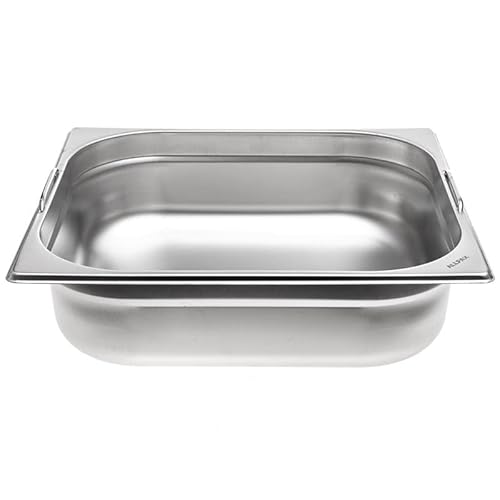 Allpax GN Behälter 2/3 Edelstahl - Höhe 100 mm - mit Griffe - lebensmittelechter & hitzebeständiger Gastronormbehälter, zum Abtropfen oder als Gareinsatz im Chafing Dish