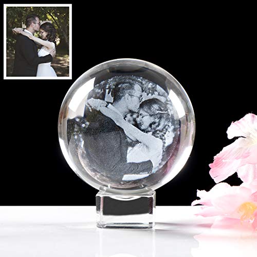 60 mm K9 Kristallkugel Personalisierte 2D Lasergravur Fotos mit Kristallbasis Hochzeitstag Einzigartige Geschenke für Frau