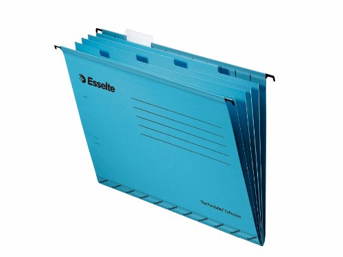 Esselte Pendaflex Hängemappen Foolscap V-förmig 4-fach-Registertrennbuch mit Reitern 10 Stück blau, Large 37 cm