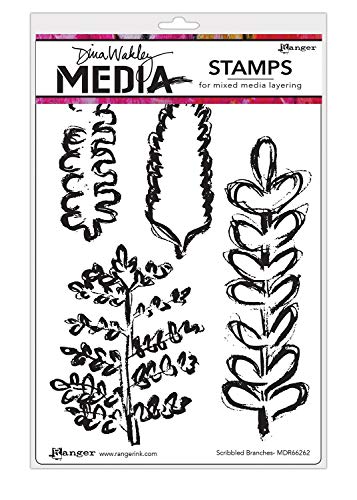 Dina Wakley Media Cling Stamps 6"X9"-Scribbled Branches