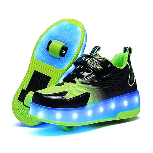 Mädchen Jungen Mode Rollschuhe Kinder Led Lichter Leuchtend Schuhe mit Rollen USB Aufladbare Blinken Rollenschuhe Outdoor Gymnastik Doppelrad Skateboard Sportschuhe