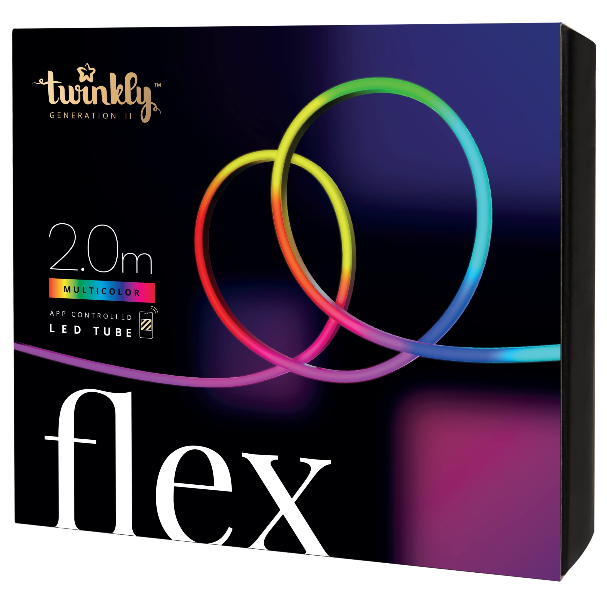 Twinkly Flex - Flexibler LED-Lichtschlauch mit RGB-LEDs - Dekorationsbeleuchtung für den Innenbereich - App-gesteuert, weißer Draht, 2m